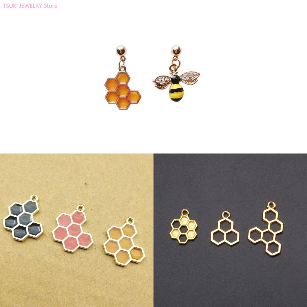 Bezels Set Pendant - 62KE 10x/set gouden honingraat hanger leeg
