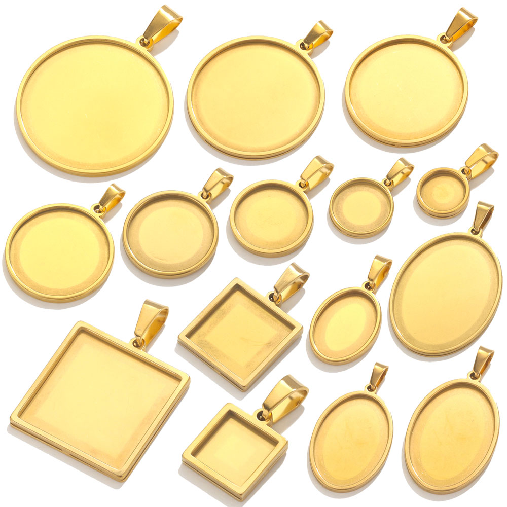 Bezels Set Pendant - 5 Stuks Roestvrijstalen Hanger Cabochon Basis