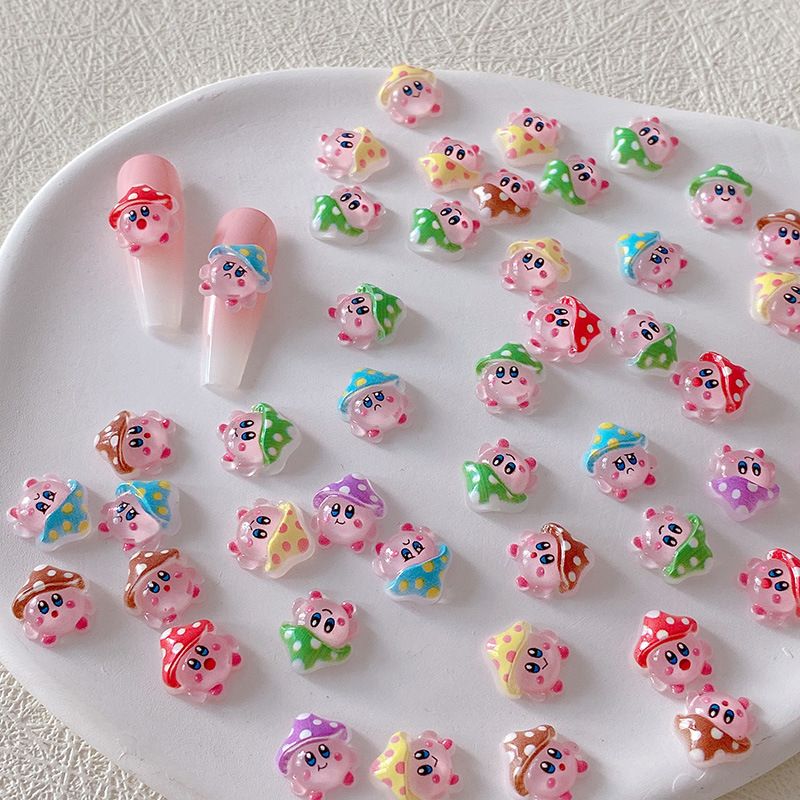 Crafting Resin - 2/10/20pcs Kirby Nail Charms 3D Hars