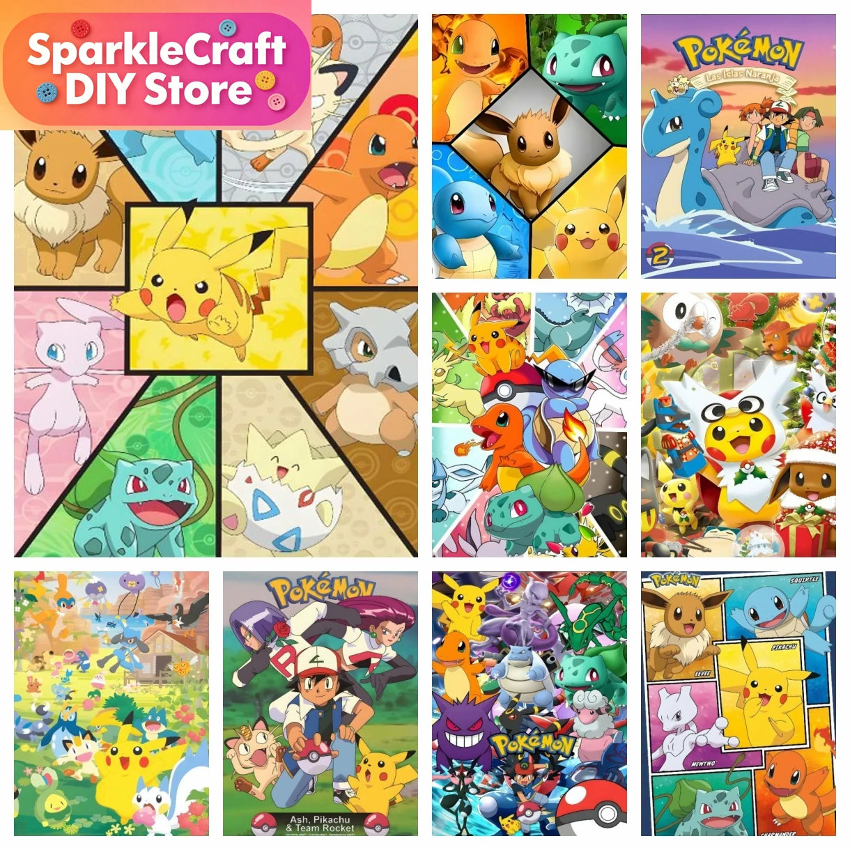 Resin Craft Kit - 1pc frameloze Cartoon Pokemon Anime Diamond