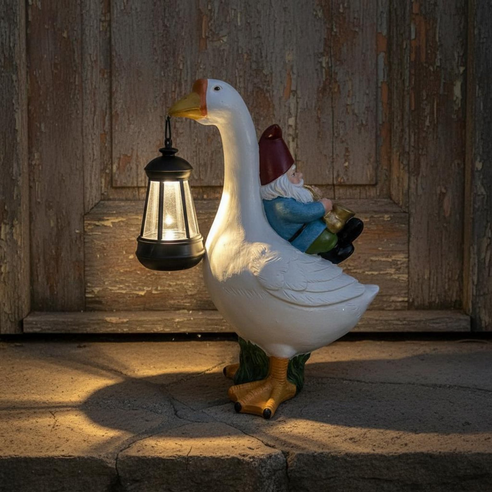 Crafting Resin - Gnome Riding Goose Statue Weerbestendige gans