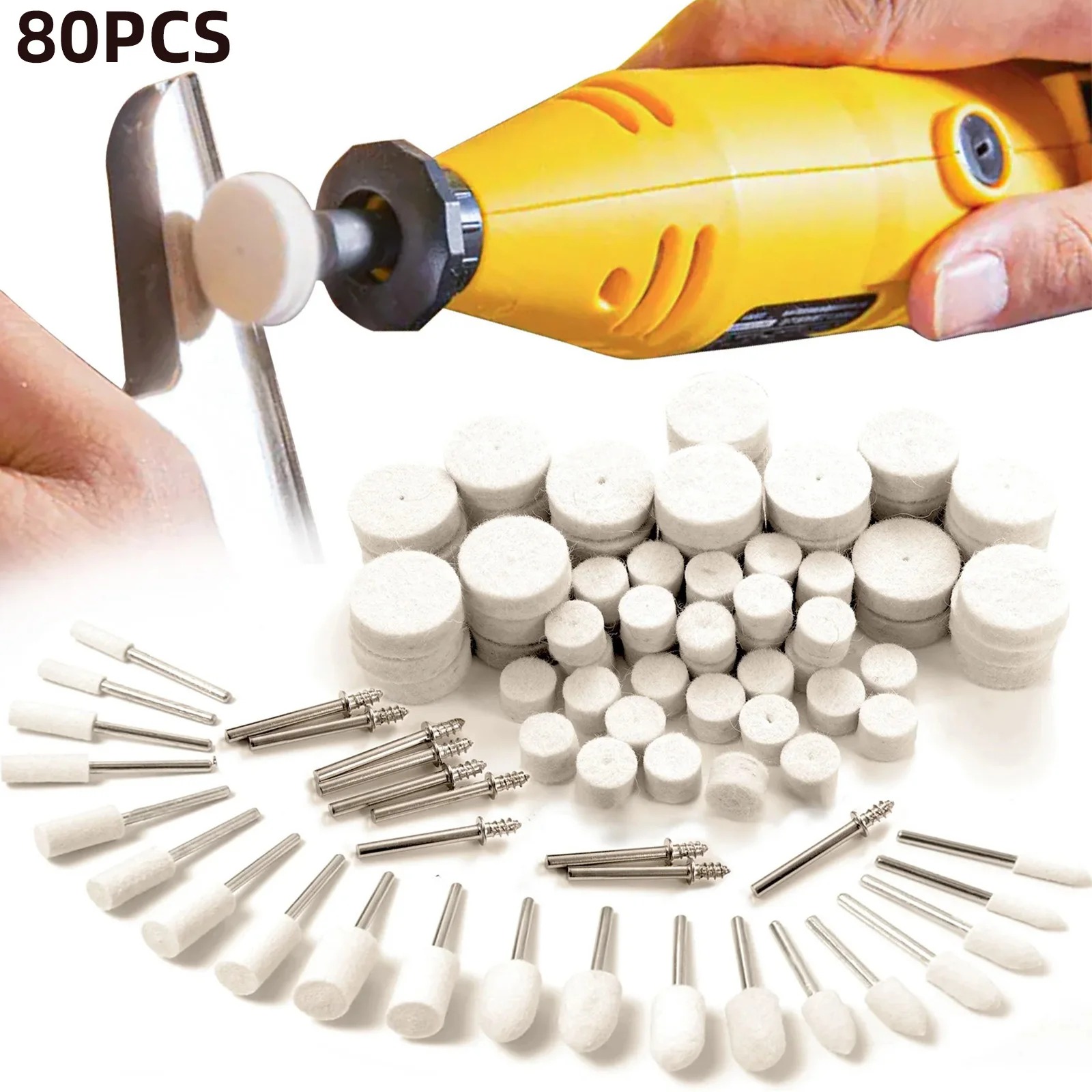 Resin Jewelry Kit - 80PCS Wolvilt Polijstwielset, 1/8