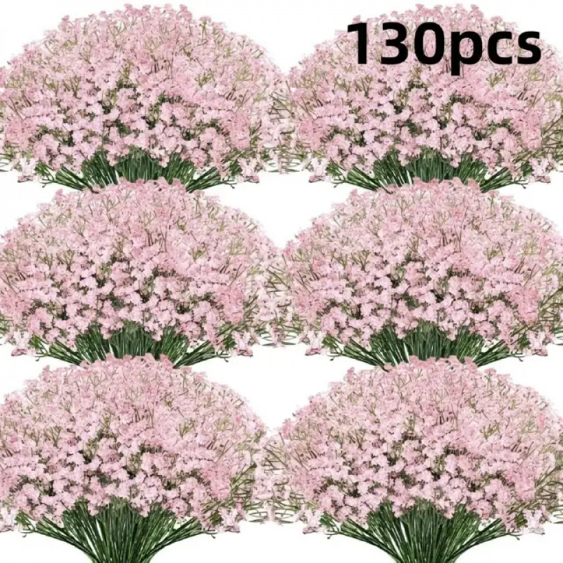 Dried Flower Bulk - 130-stem roze gypsophila kunstbloemenboeket, frisse en