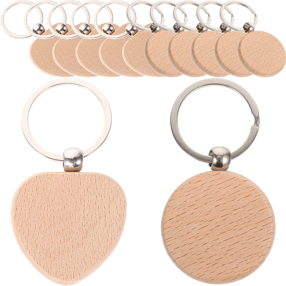 Wood Ring Blank - 12 stuks houten sleutelhanger blanks glad